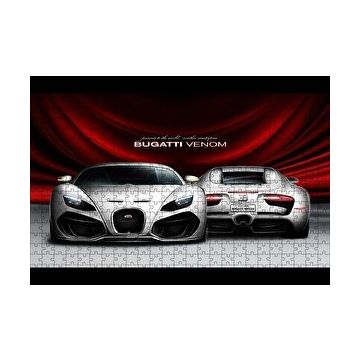 Cakapuzzle Gri Bugatti Venom Ön ve Arka Görünüş 120 Parça Ahşap Puzzle