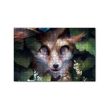 Cakapuzzle Gri Tilki Yağlı Boya Resmi 120 Parça Ahşap Puzzle