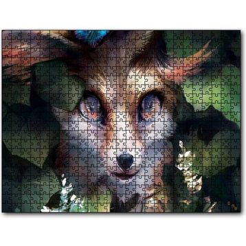 Cakapuzzle Gri Tilki Yağlı Boya Resmi 120 Parça Ahşap Puzzle