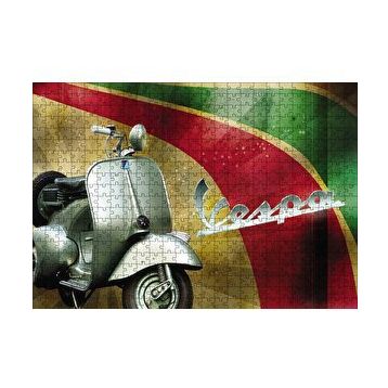 Cakapuzzle Gri Vespa Motorsiklet Vintage 120 Parça Ahşap Puzzle