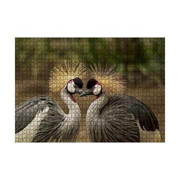Cakapuzzle Gri Vinçler Taç Kuşları Görsel 120 Parça Ahşap Puzzle