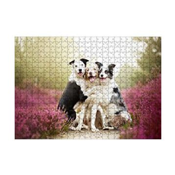 Cakapuzzle Gülerek Poz Veren Sevimli Köpekler ve Çiçekler 120 Parça Ahşap Puzzle