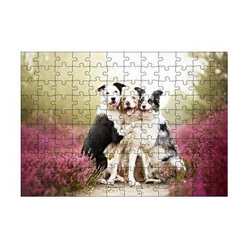 Cakapuzzle Gülerek Poz Veren Sevimli Köpekler ve Çiçekler 120 Parça Ahşap Puzzle