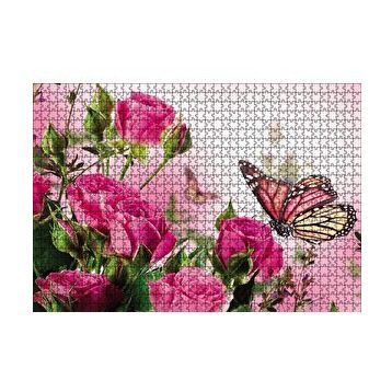 Cakapuzzle Güller ve Kelebek 120 Parça Ahşap Puzzle