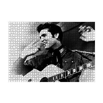 Cakapuzzle Gülümseyen Elvis Presley ve Gitarı SB 120 Parça Ahşap Puzzle