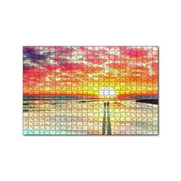 Cakapuzzle Gün Batımı Çiftler Elele 120 Parça Ahşap Puzzle