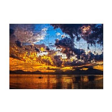 Cakapuzzle Gün Batımı Doğa Tekne 120 Parça Ahşap Puzzle