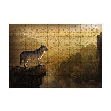 Cakapuzzle Gün Batımında Yalnız Kurt 120 Parça Ahşap Puzzle