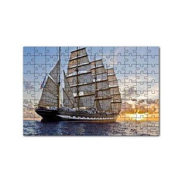 Cakapuzzle Gün Batımında Yelkenli Gemi 120 Parça Ahşap Puzzle