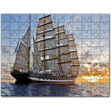 Cakapuzzle Gün Batımında Yelkenli Gemi 120 Parça Ahşap Puzzle