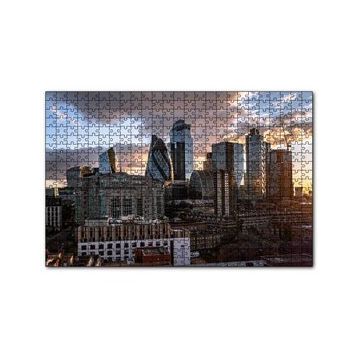 Cakapuzzle Günbatımı Bulutlu Gökler ve Şehir 120 Parça Ahşap Puzzle