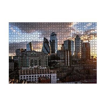Cakapuzzle Günbatımı Bulutlu Gökler ve Şehir 120 Parça Ahşap Puzzle