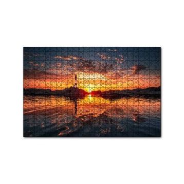 Cakapuzzle Günbatımı Deniz Feneri Kayalıklar ve Bulutlar 120 Parça Ahşap Puzzle