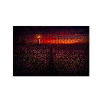 Cakapuzzle Günbatımı Deniz Feneri ve Lavanta Tarlası 120 Parça Ahşap Puzzle