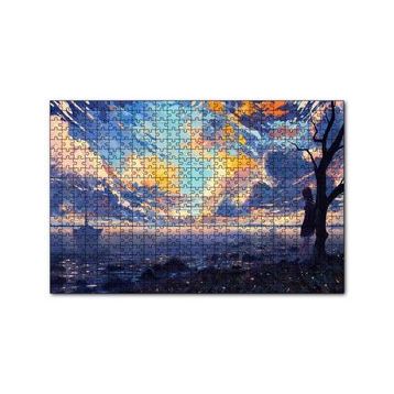Cakapuzzle Günbatımı Deniz Yelkenliler Kız ve Alacalı Gökyüzü 120 Parça Ahşap Puzzle