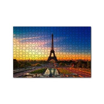 Cakapuzzle Günbatımı Eyfel Kulesi ve Bulutlu Gökler 120 Parça Ahşap Puzzle