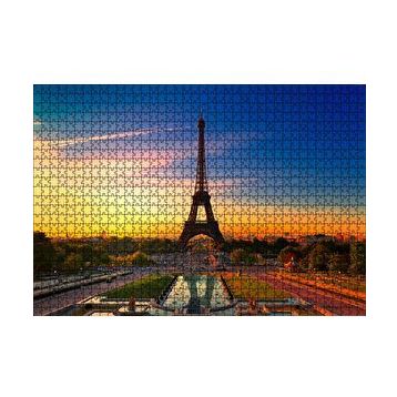 Cakapuzzle Günbatımı Eyfel Kulesi ve Bulutlu Gökler 120 Parça Ahşap Puzzle