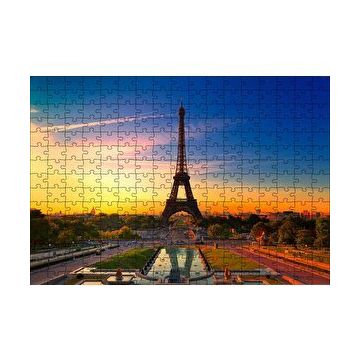 Cakapuzzle Günbatımı Eyfel Kulesi ve Bulutlu Gökler 120 Parça Ahşap Puzzle