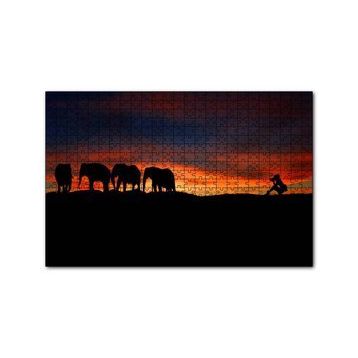 Cakapuzzle Günbatımı Filler ve Safari Fotoğrafçısı 120 Parça Ahşap Puzzle