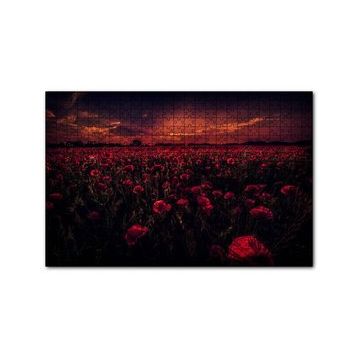 Cakapuzzle Günbatımı Gelincik Tarlası ve Kızıl Gökler 120 Parça Ahşap Puzzle