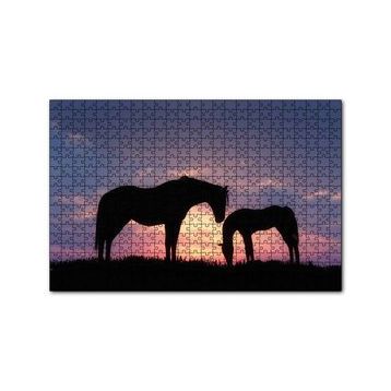 Cakapuzzle Günbatımı İki At Silüeti 120 Parça Ahşap Puzzle