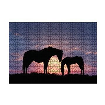 Cakapuzzle Günbatımı İki At Silüeti 120 Parça Ahşap Puzzle