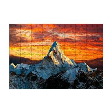 Cakapuzzle Günbatımı Kızıl Gökyüzü ve Karlı Zirve 120 Parça Ahşap Puzzle