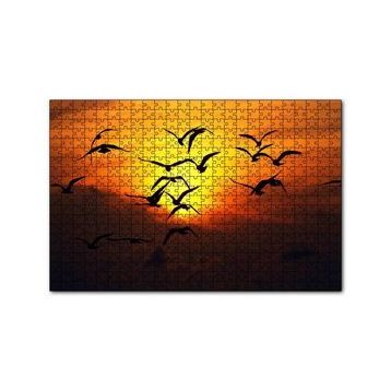 Cakapuzzle Günbatımı Kuşlar Silüet 120 Parça Ahşap Puzzle