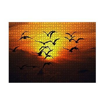Cakapuzzle Günbatımı Kuşlar Silüet 120 Parça Ahşap Puzzle
