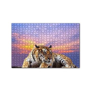 Cakapuzzle Günbatımı Mor Gökler ve Kaplan 120 Parça Ahşap Puzzle