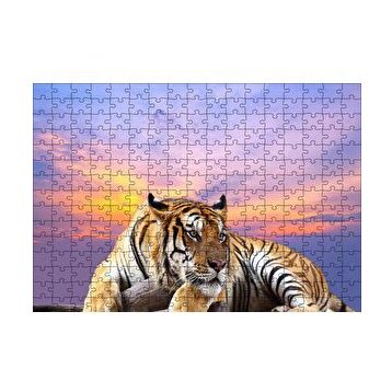 Cakapuzzle Günbatımı Mor Gökler ve Kaplan 120 Parça Ahşap Puzzle