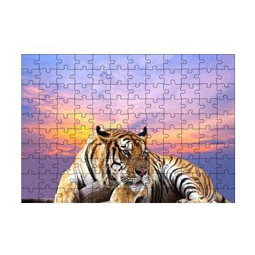 Cakapuzzle Günbatımı Mor Gökler ve Kaplan 120 Parça Ahşap Puzzle