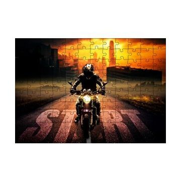 Cakapuzzle Günbatımı Motorsiklet Gökdelenler Start 120 Parça Ahşap Puzzle