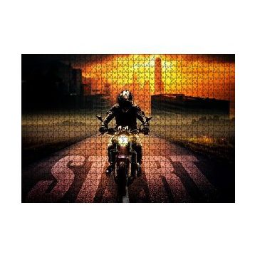 Cakapuzzle Günbatımı Motorsiklet Gökdelenler Start 120 Parça Ahşap Puzzle