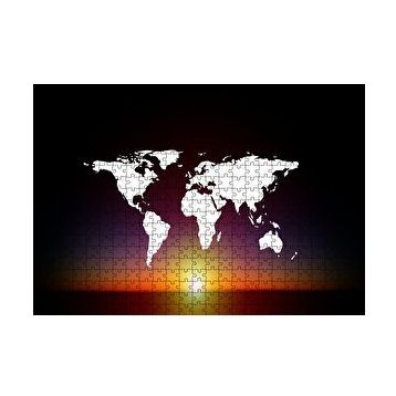 Cakapuzzle Günbatımı ve Dünya Haritası 120 Parça Ahşap Puzzle
