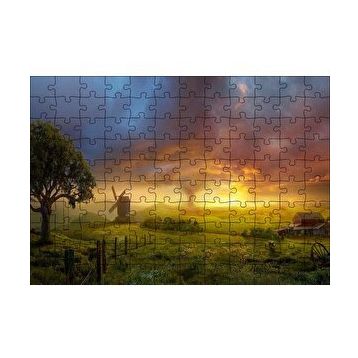 Cakapuzzle Günbatımı Yeldeğirmeni ve Hortum 120 Parça Ahşap Puzzle