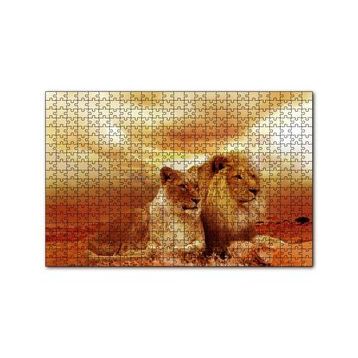 Cakapuzzle Günbatımında Aslan Çifti 120 Parça Ahşap Puzzle