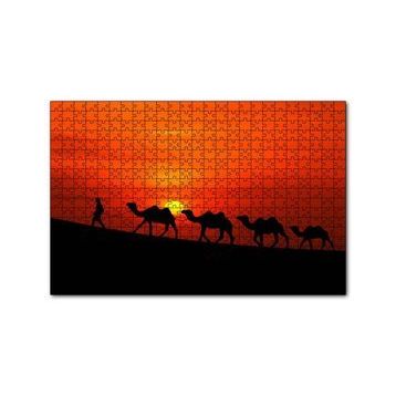 Cakapuzzle Günbatımında Develeri Çeken Adam 120 Parça Ahşap Puzzle