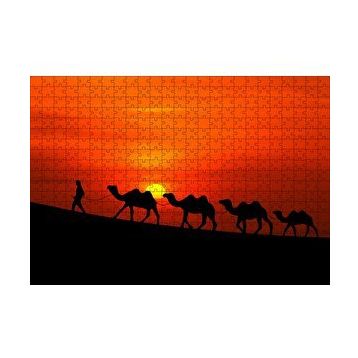 Cakapuzzle Günbatımında Develeri Çeken Adam 120 Parça Ahşap Puzzle