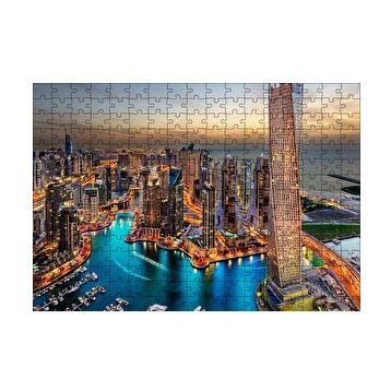 Cakapuzzle Günbatımında Gökdelenler ve Şehir Işıkları Yapboz MDF Puzzle