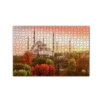 Cakapuzzle Günbatımında İstanbul Camisi ve Sonbahar Renkleri 120 Parça Ahşap Puzzle