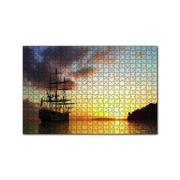 Cakapuzzle Günbatımında Kalyon 120 Parça Ahşap Puzzle