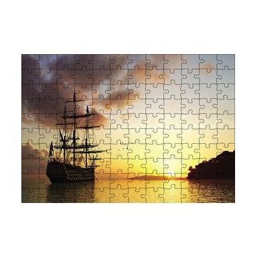 Cakapuzzle Günbatımında Kalyon 120 Parça Ahşap Puzzle