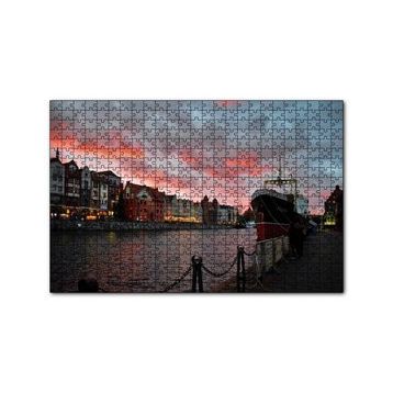 Cakapuzzle Günbatımında Kanal Binalar ve Gemi 120 Parça Ahşap Puzzle