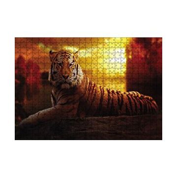 Cakapuzzle Günbatımında Kaplan 120 Parça Ahşap Puzzle
