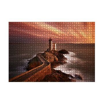 Cakapuzzle Günbatımında Kayalıklar ve Deniz Feneri 120 Parça Ahşap Puzzle