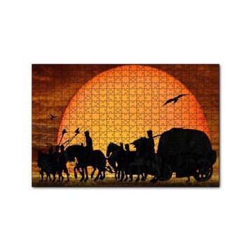 Cakapuzzle Günbatımında Kervan Silüeti ve Akbabalar 120 Parça Ahşap Puzzle
