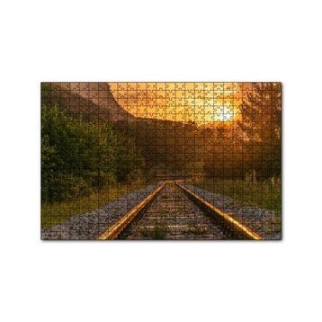 Cakapuzzle Günbatımında Parlayan Raylar 120 Parça Ahşap Puzzle