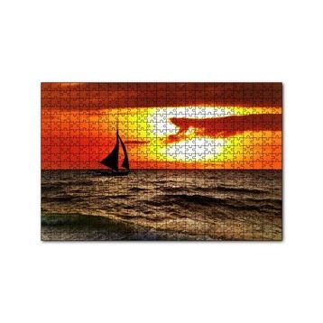 Cakapuzzle Günbatımında Yelkenli Silüeti 120 Parça Ahşap Puzzle
