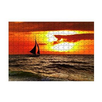 Cakapuzzle Günbatımında Yelkenli Silüeti 120 Parça Ahşap Puzzle